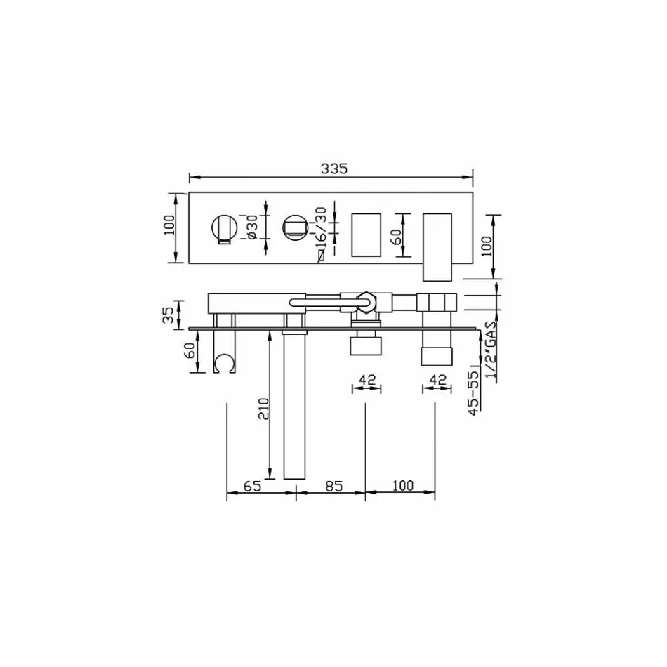 Mikser banje i integruar me devijues prodhuar në Itali - Panela Viadurini