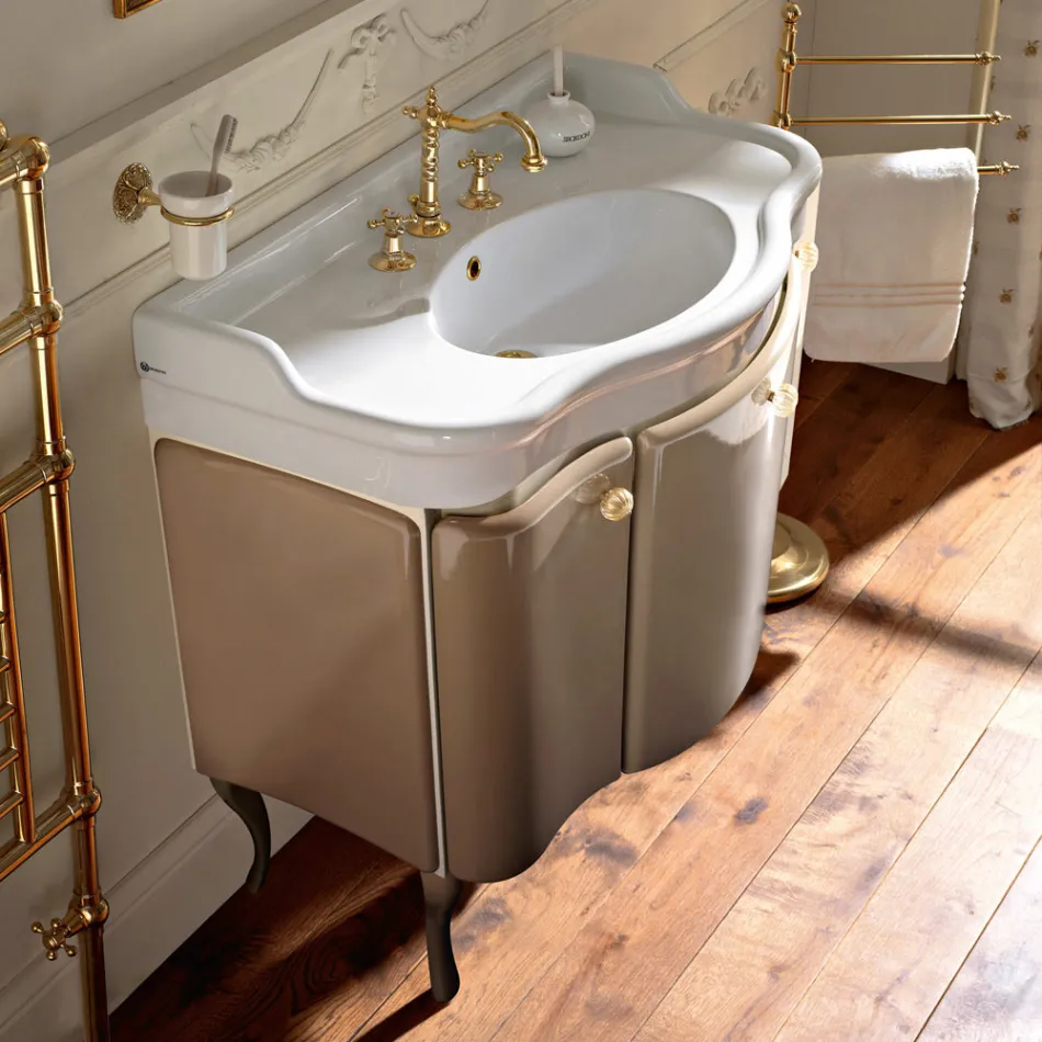 Kabineti me dy dyer dhe kosh me llak me shkëlqim Prodhuar në Itali - Karamele Viadurini