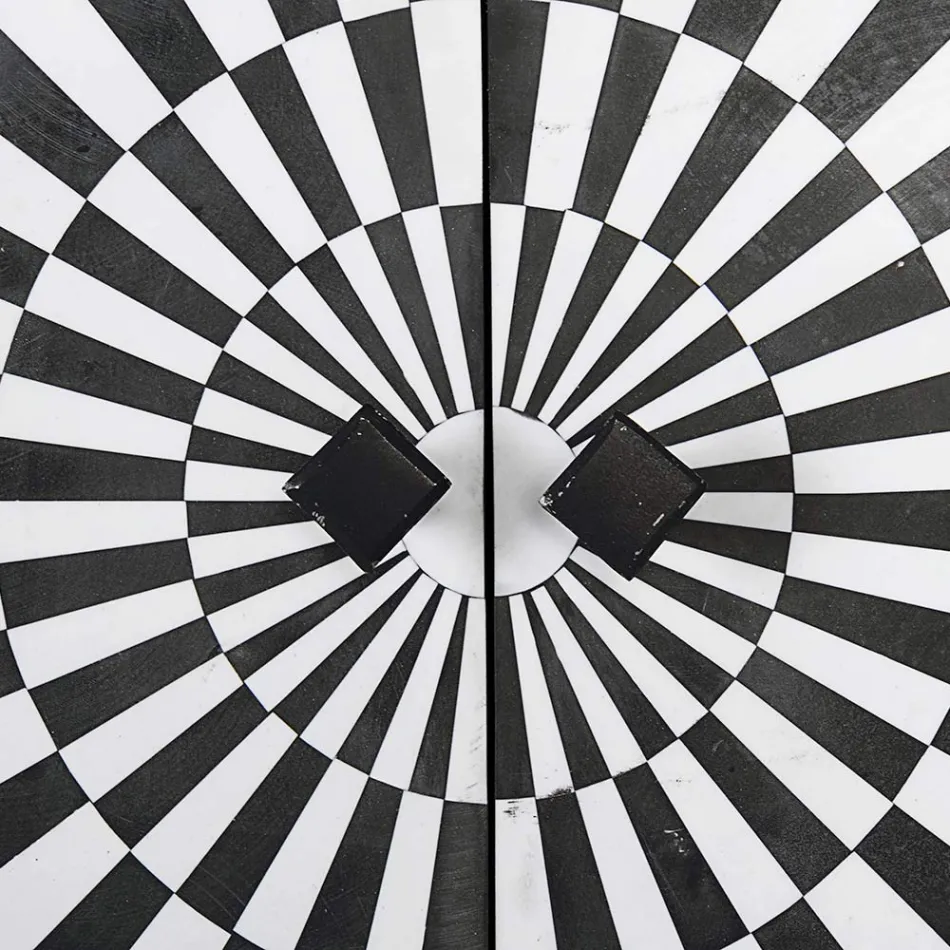 Kabineti me mozaik etnik me 4 dyer 6 sirtarë në dru mango - Vanitoso Viadurini