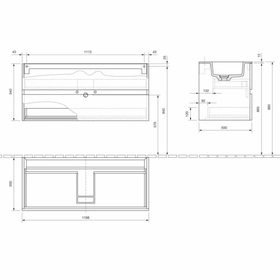 Dollap pezullimi për banjo me lavaman të integruar në 3 dimensione - Marione Viadurini