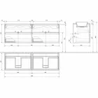 Mobilje për banjo të varur me lavaman të dyfishtë të ndërtuar, Dizajn modern - Dumbo Viadurini