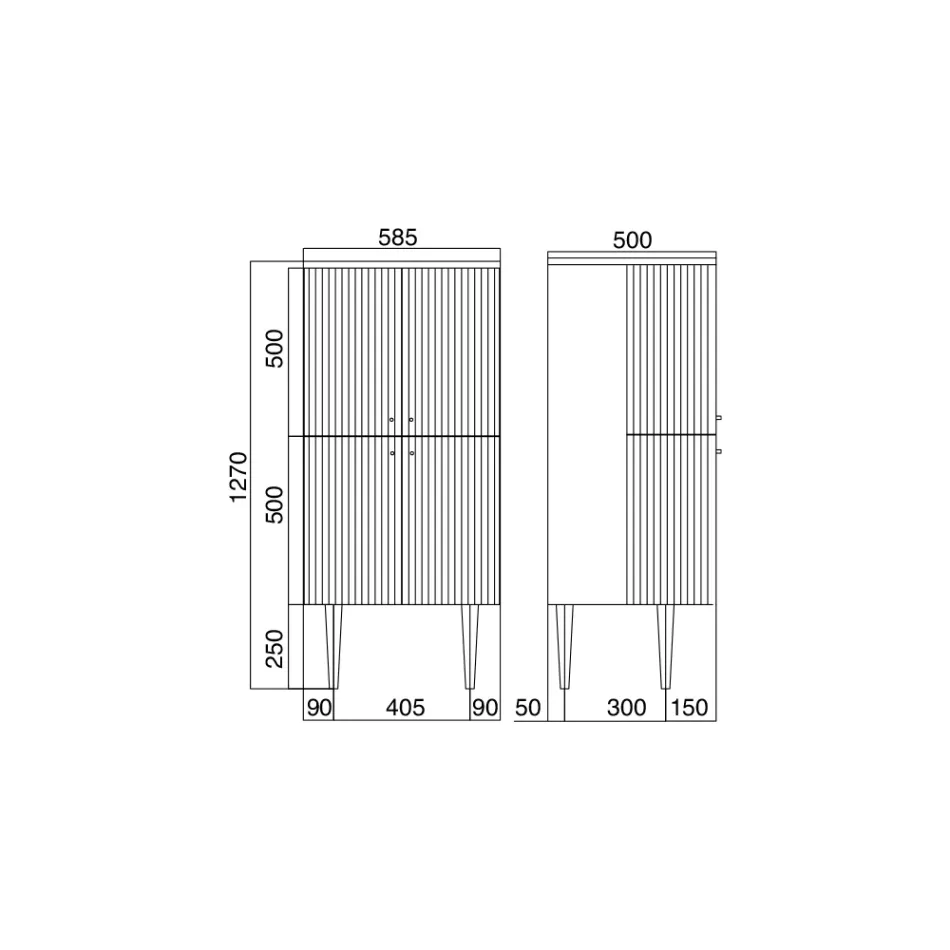 Dollap banjoje me katër dyer që mbyllin 3 rafte Prodhuar në Itali - Karamele Viadurini