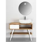 Kabineti banjosh i bardhë në dysheme me dru tik natyral me sirtarë me ngjyra - Benoit Viadurini