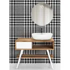 Kabineti banjosh i bardhë në dysheme me dru tik natyral me sirtarë me ngjyra - Benoit Viadurini