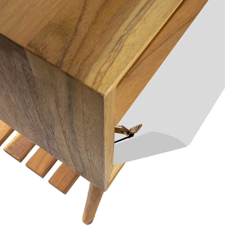 Kabineti i banjës në dysheme me majë mbështetëse të rikuperuar nga dru tik dhe të bardhë - Gatien Viadurini