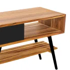 Dollap banjoje moderne e zezë në dru tik natyral me sirtarë - Benoit Viadurini