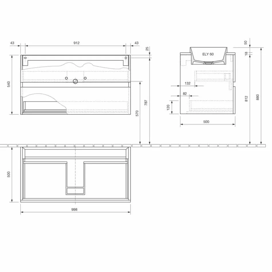 Dollap banjo me lavaman të integruar, dizajn modern të pezulluar - Casimira Viadurini