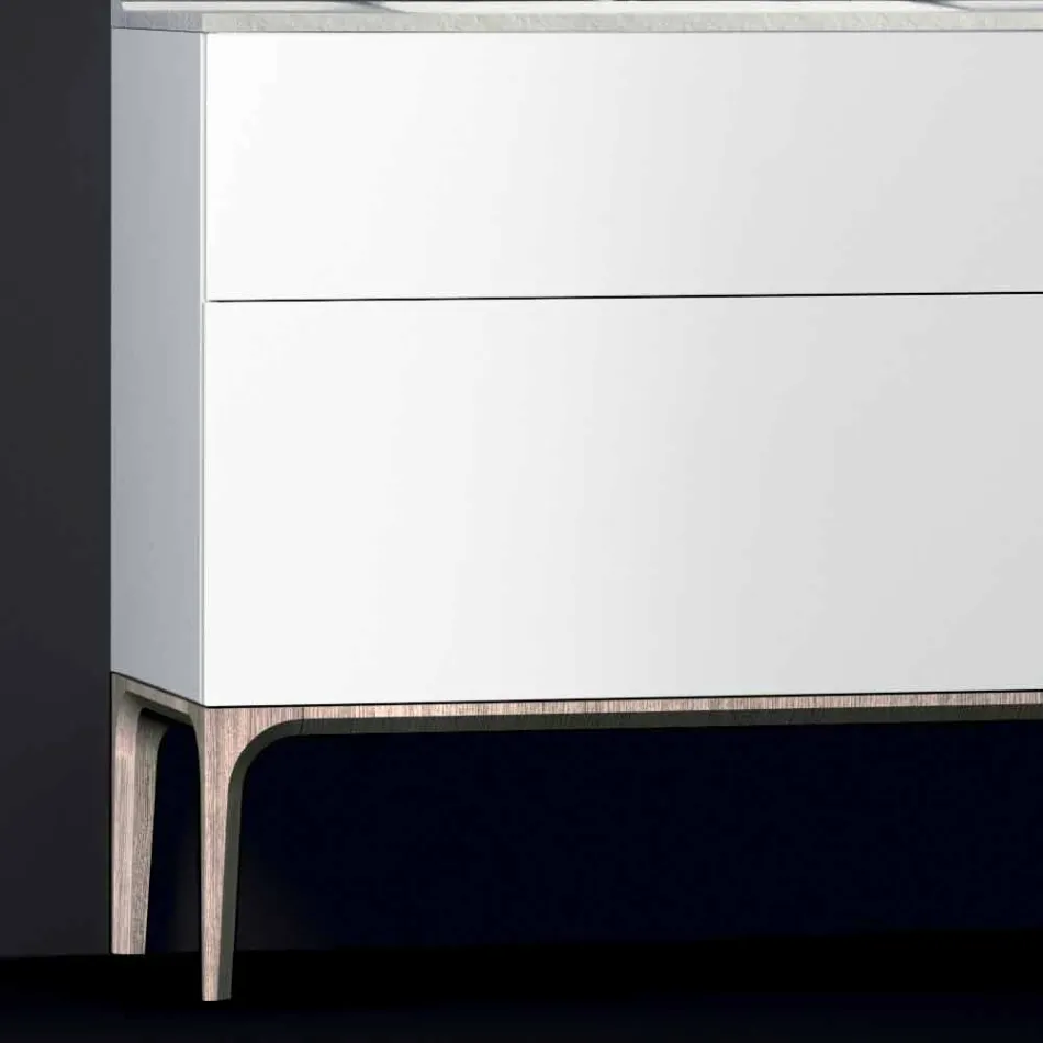 Kabineti i banjës me lavaman moderne të integruar Amber, rrëshirë dhe dru të llakuar Viadurini