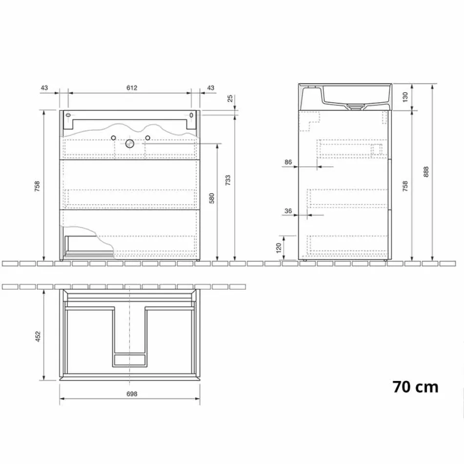 Kabineti i banjës me dysheme me dizajn modern në laminat me lavaman rrëshire - Pompei Viadurini