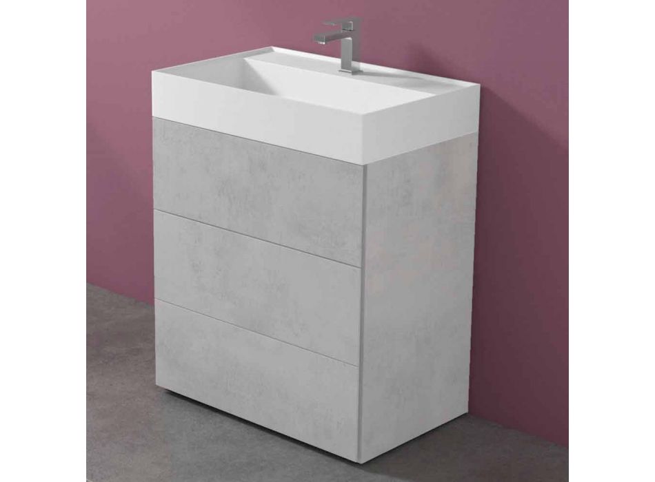 Kabineti i banjës me dysheme me dizajn modern në laminat me lavaman rrëshire - Pompei Viadurini