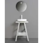 Dizajni i kabinetit të banjës në dru tik natyral me majë të bardhë Mat dhe mbështetje - Raomi Viadurini