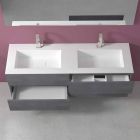 Kabineti i banjës me lavaman të dyfishtë, dizajni modern i pezulluar në 4 përfundime - Double Viadurini