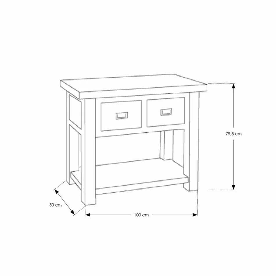 Dollap banjo në dru tik natyral me 2 sirtarë - Faetano Viadurini
