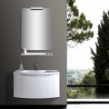 Kabineti i banjës së pezulluar modern i Bardhë me lavaman, raft, Pasqyrë LED - Michele