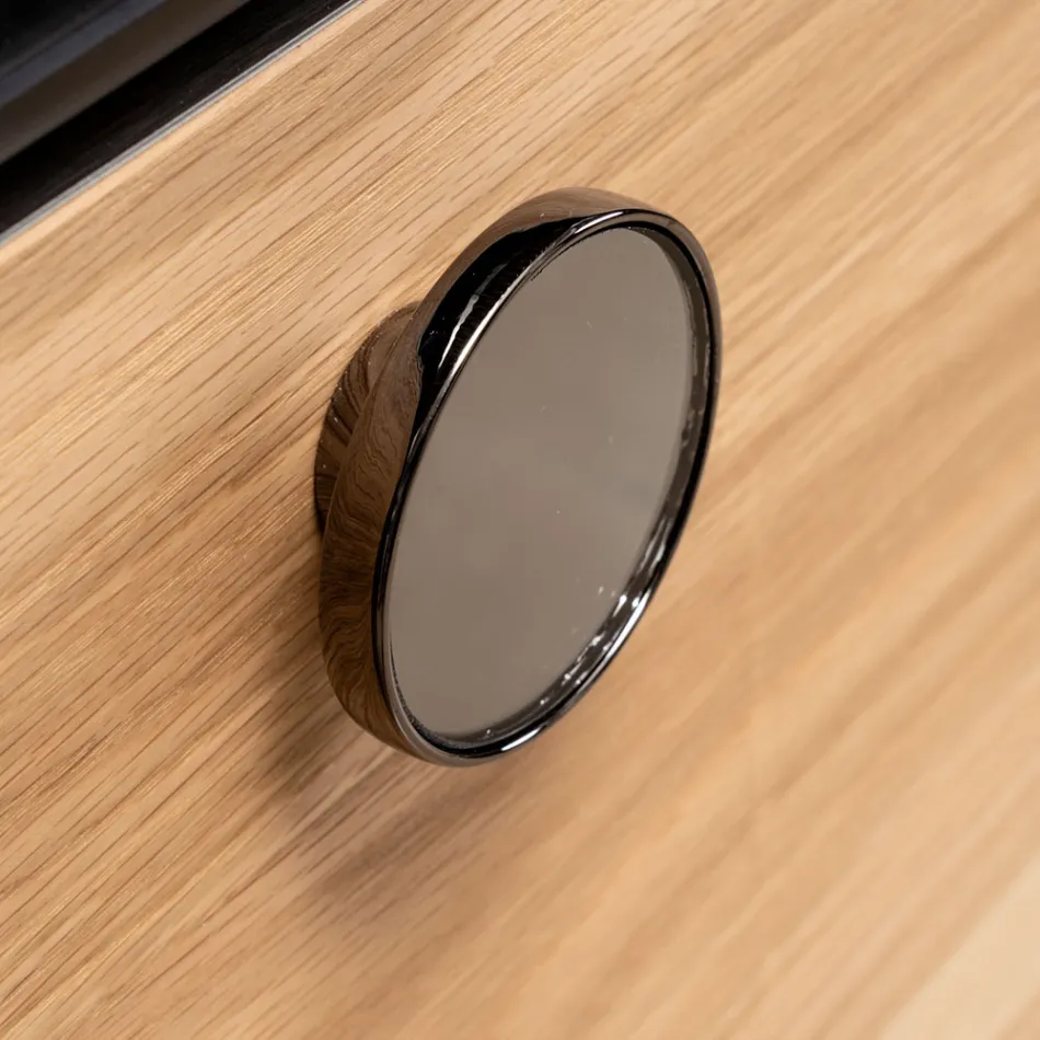 Dollap Banjo i Varur në Mur 100 cm prej Qelqi të Temperuar 8 mm dhe Lisi Europian - Excelsior Viadurini