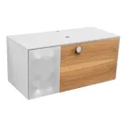 Dollap Banjo i Varur në Mur 100 cm prej Qelqi të Temperuar 8 mm dhe Lisi Europian - Excelsior Viadurini