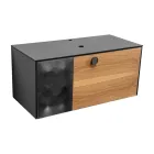 Dollap Banjo i Varur në Mur 100 cm prej Qelqi të Temperuar 8 mm dhe Lisi Europian - Excelsior Viadurini