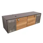 Dollap Banjo i Varur në Mur 160 cm prej Qelqi të Temperuar 8 mm dhe Lisi Europian - Excelsior Viadurini