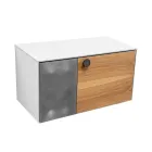 Dollap Banjo i Varur në Mur 80 cm prej Qelqi të Temperuar 8 mm dhe Lisi Europian - Excelsior Viadurini