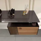 Dollap Banjo i Varur në Mur 80 cm prej Qelqi të Temperuar 8 mm dhe Lisi Europian - Excelsior Viadurini