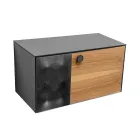 Dollap Banjo i Varur në Mur 80 cm prej Qelqi të Temperuar 8 mm dhe Lisi Europian - Excelsior Viadurini