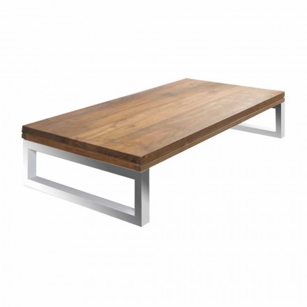 Kabineti i banjës me pezull nga dru tik me mbajtëse peshqiri prej çeliku inox - Saverno Viadurini