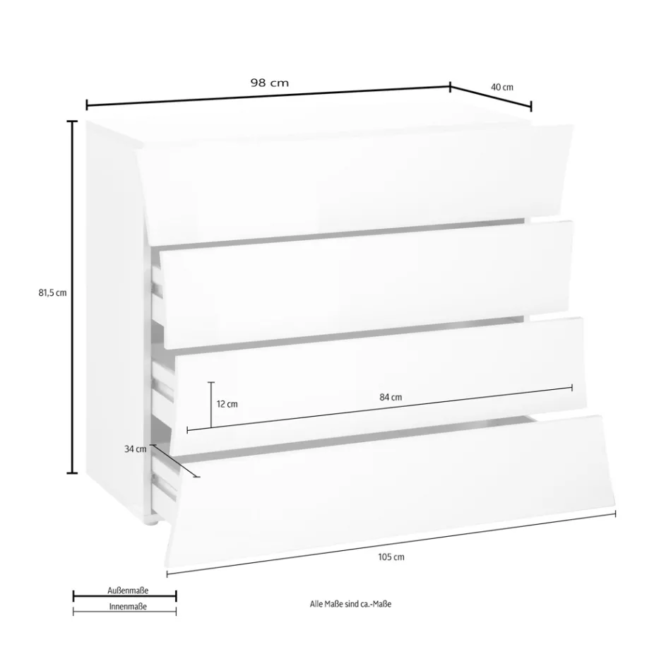 Sirtar i bardhë celular 4 sirtarë Dizajn në dru të qëndrueshëm - Sabine Viadurini