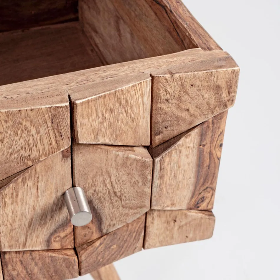 Komodë druri Sheesham Design me 3 sirtarë Homemotion - Fregene Viadurini