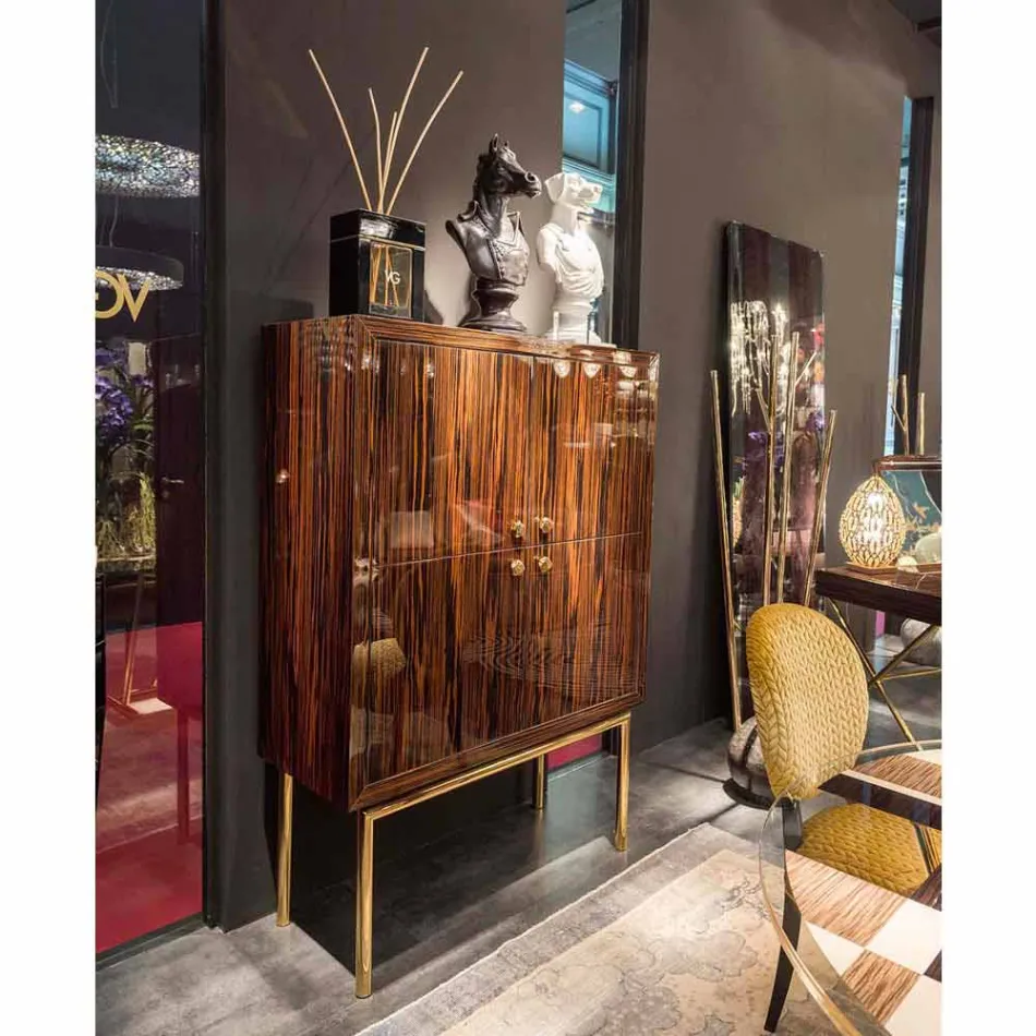 Njësi moderne e magazinimit me 4 dyer në dru me shkëlqim me shkëlqim Ada Viadurini