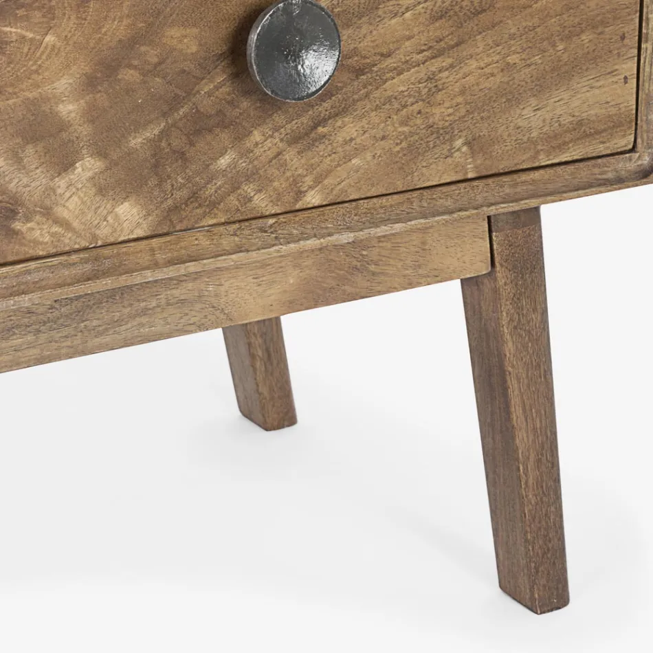 Komplet bufe me 2 dyer 3 sirtarë në dru Mango Vintage - Desiderio Viadurini