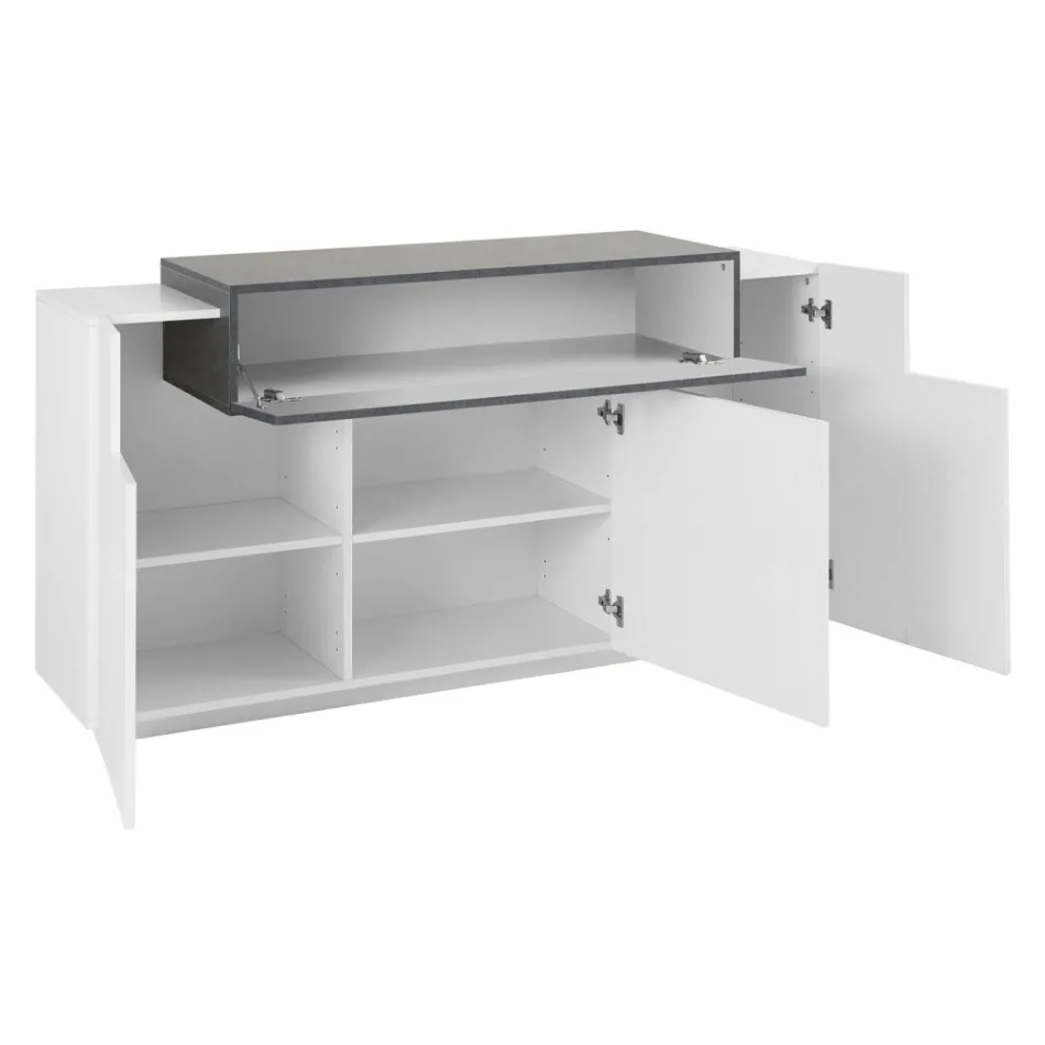 Tabela celulare me 4 dyer Dru i bardhë dhe antracit, çimento ose panje - Therese Viadurini