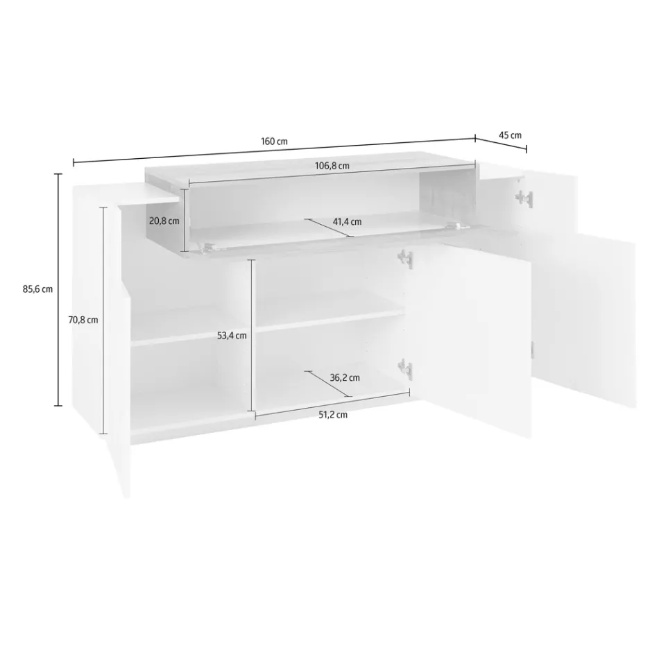 Tabela celulare me 4 dyer Dru i bardhë dhe antracit, çimento ose panje - Therese Viadurini