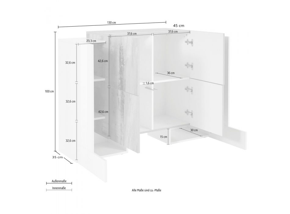 Bordi i dhomës së ndenjes 6 Dyer prej druri Dizajn 3 përfundime - Terenzio