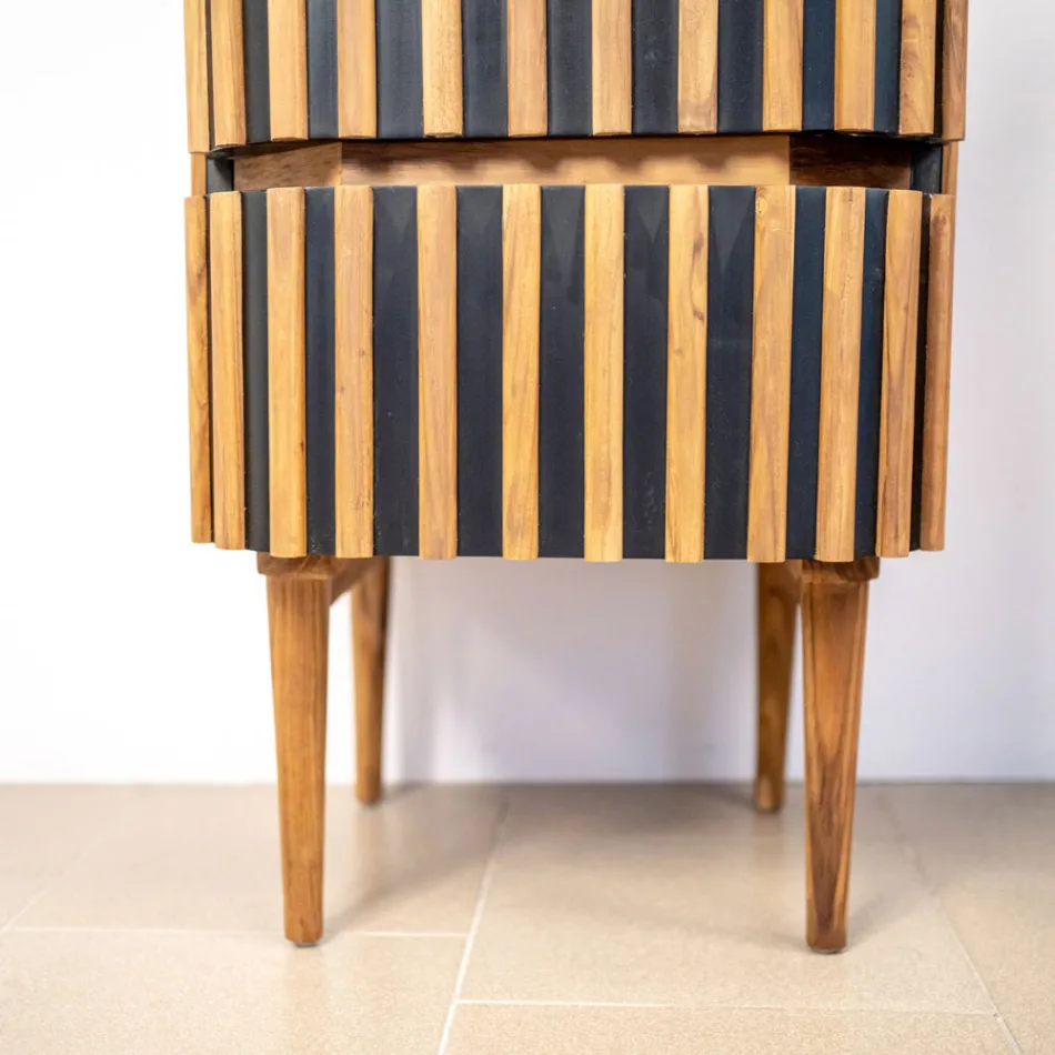 Kabineti i banjës me kolonë i bërë nga dru tik dhe sofër - Plumeria Viadurini