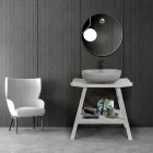 Dollap banjoje i pavarur me mbarim natyral gri prej tik - Flokë kali Viadurini