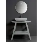 Dollap banjoje i pavarur me mbarim natyral gri prej tik - Flokë kali Viadurini