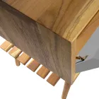 Dollap banjosh në këmbë të lirë në dru tik natyral me mbështetje për ngjyrë gri - Gatien Viadurini