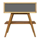 Dollap banjosh në këmbë të lirë në dru tik natyral me mbështetje për ngjyrë gri - Gatien Viadurini