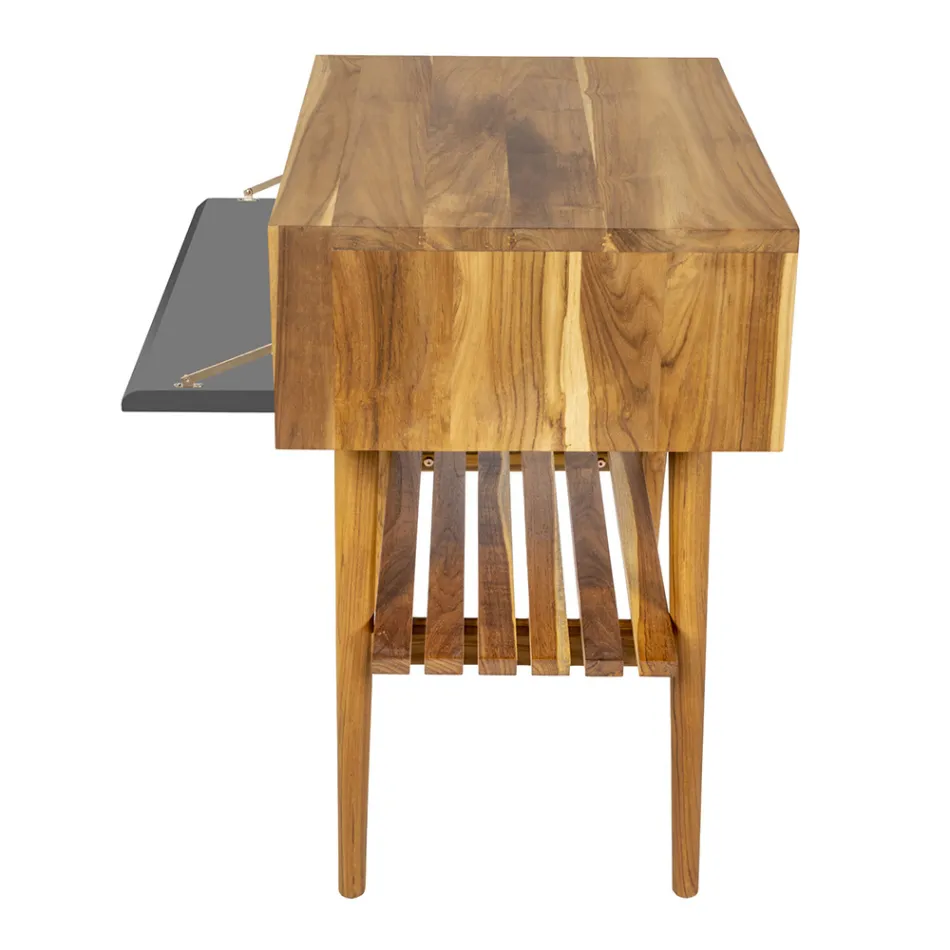 Dollap banjoje me qëndrim të lirë në dru tik natyral me mbështetje me ngjyrë gri - Gatien Viadurini