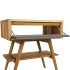 Dollap banjoje me qëndrim të lirë në dru tik natyral me mbështetje me ngjyrë gri - Gatien Viadurini