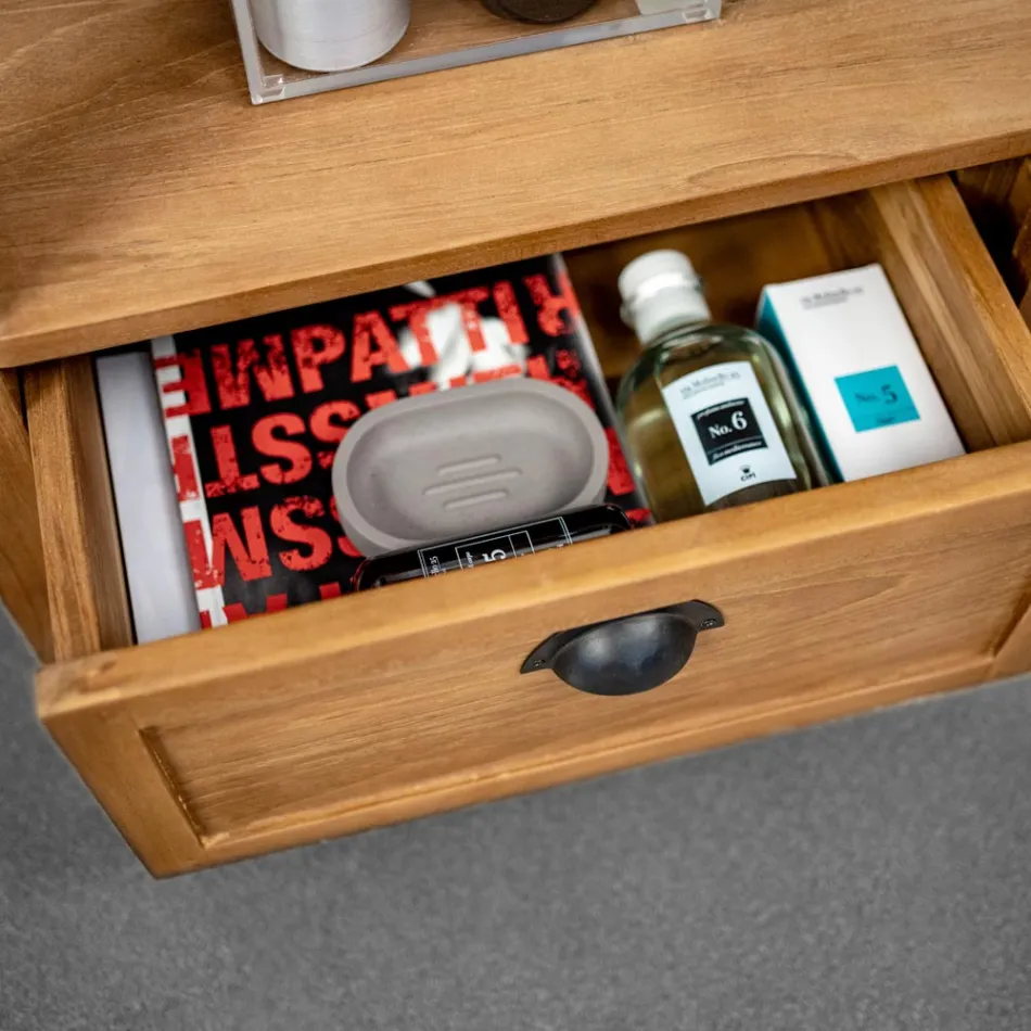 Dollap banjoje i pavarur prej dru tik me dy sirtarë - Frangipani Viadurini