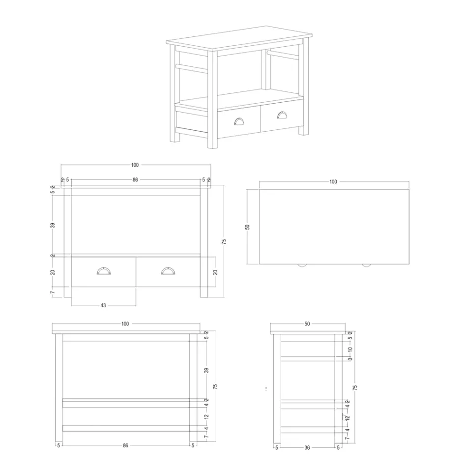 Dollap banjoje i pavarur prej dru tik me dy sirtarë - Frangipani Viadurini