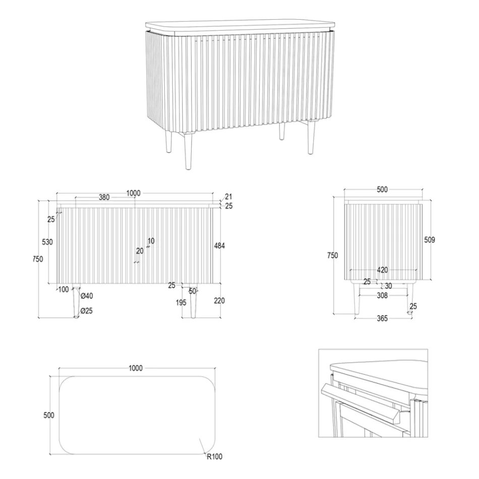 Dollap banjoje prej tik dhe sofër, i punuar me dorë - Heliconia Viadurini