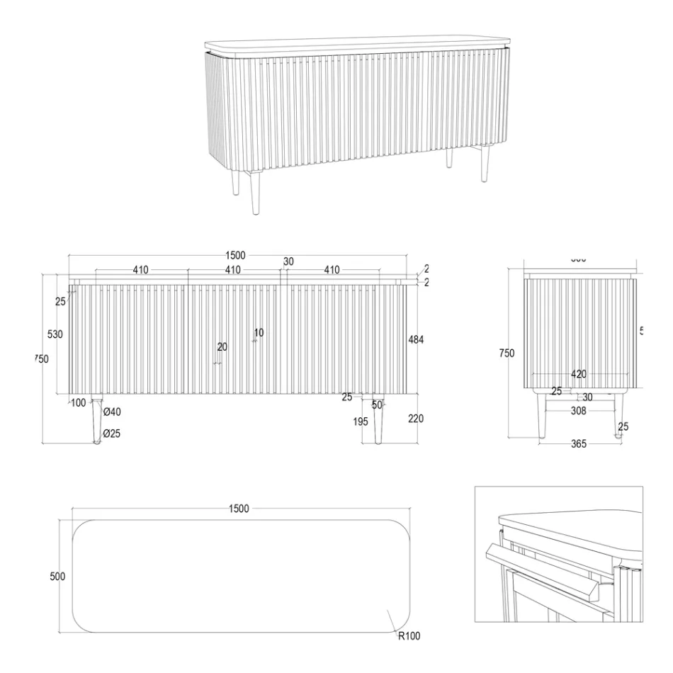 Dollap banjoje prej tik dhe sofër, i punuar me dorë - Heliconia Viadurini