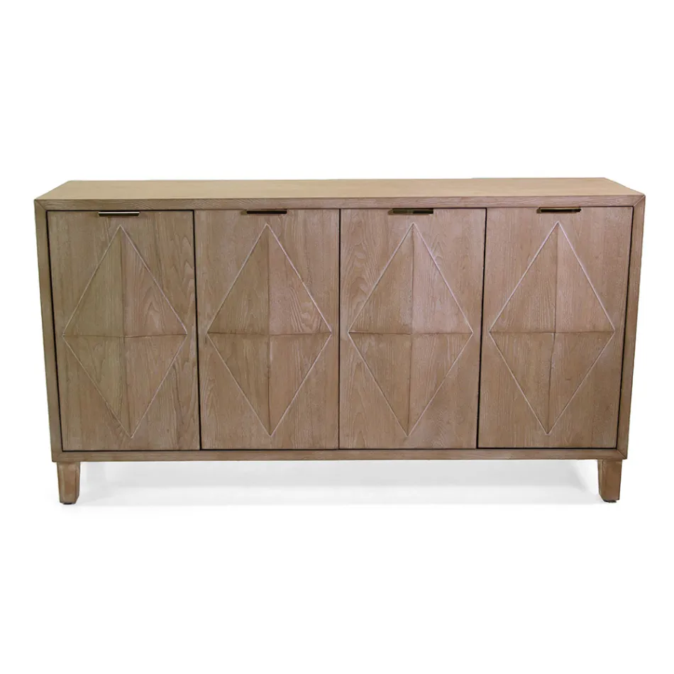 Kabineti i brendshëm me 4 dyer me rimeso MDF dhe këmbë bredhi - Tempesta Viadurini