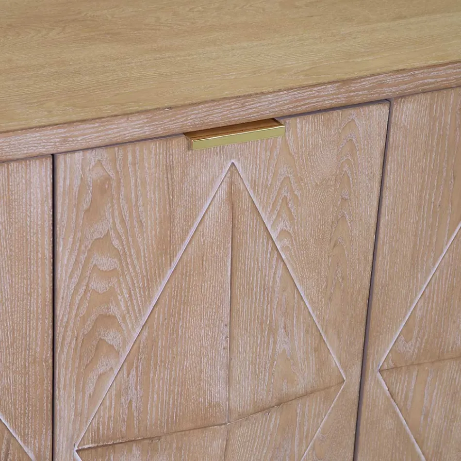 Kabineti i brendshëm me 4 dyer me rimeso MDF dhe këmbë bredhi - Tempesta Viadurini