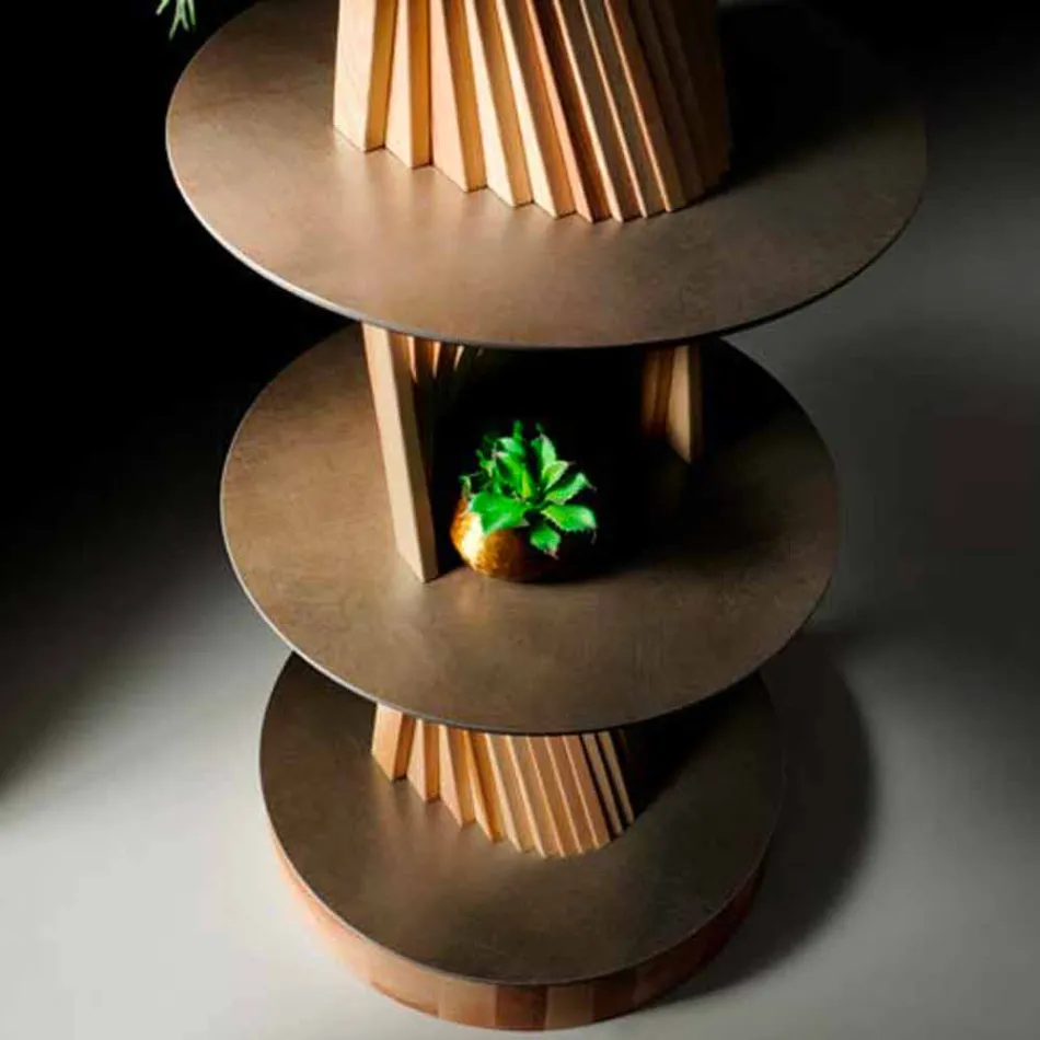 Dizajnoni mobilje në dru me rafte të rrumbullakëta në Gres Prodhuar në Itali - Aspide Viadurini