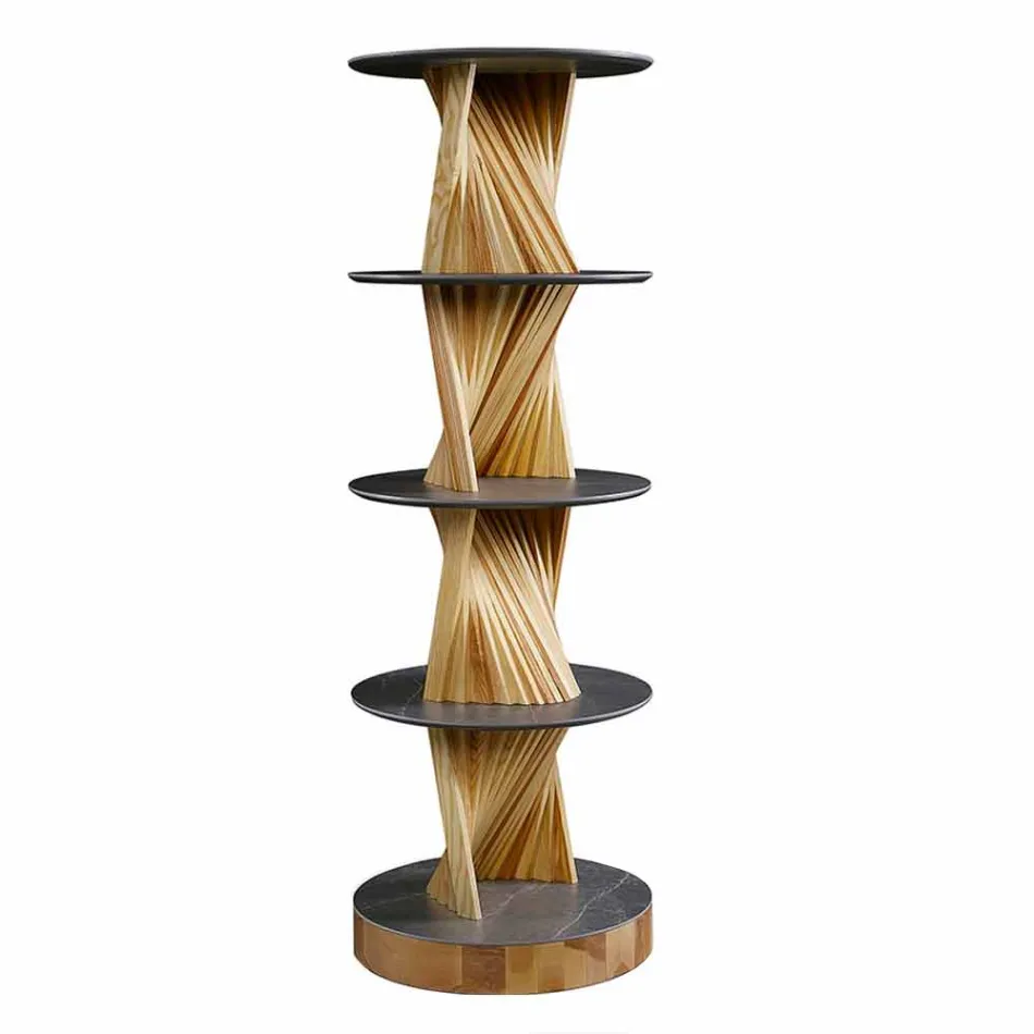 Dizajnoni mobilje në dru me rafte të rrumbullakëta në Gres Prodhuar në Itali - Aspide Viadurini