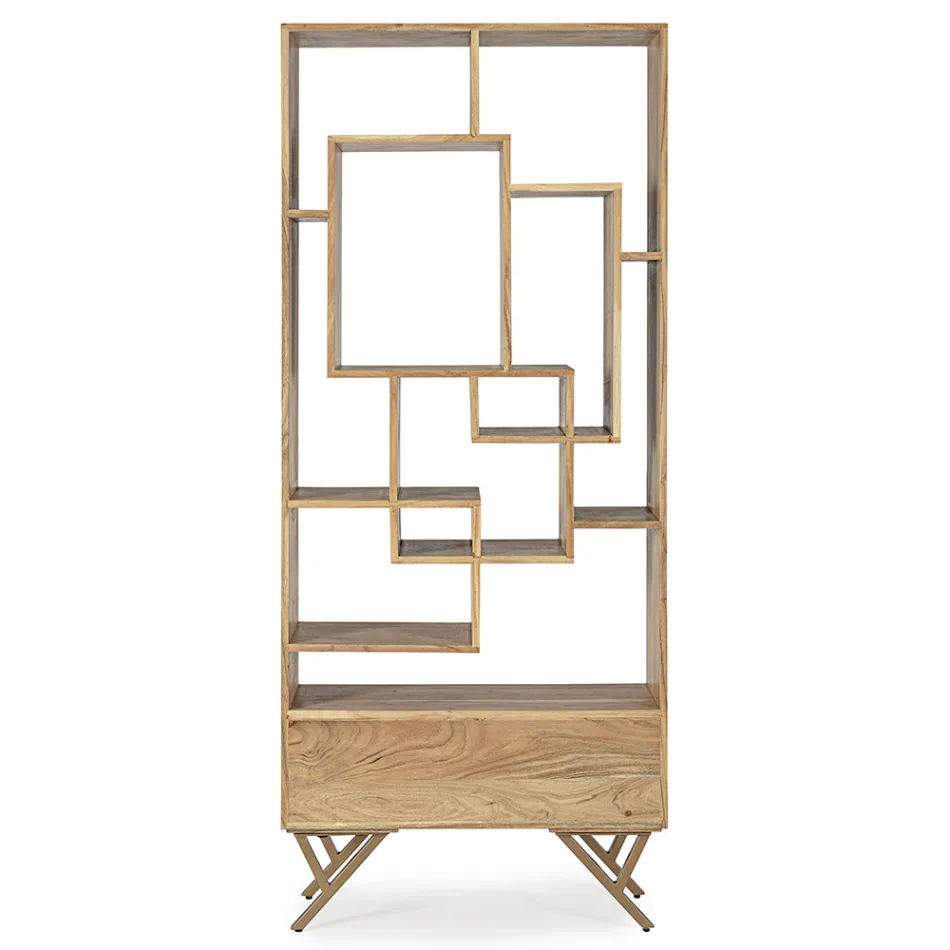 Raft librash të dhomës së ndenjes në sirtar druri Akacia dhe Homemotion - Auriel Viadurini