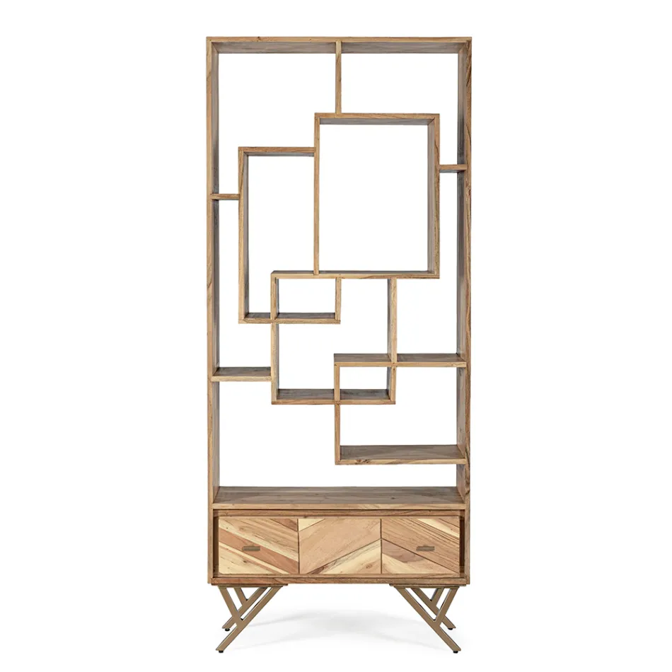 Raft librash të dhomës së ndenjes në sirtar druri Akacia dhe Homemotion - Auriel Viadurini